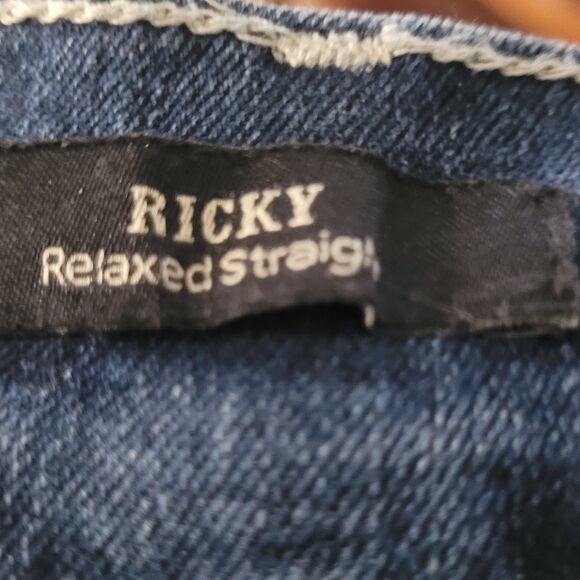 True Religion Jeans Mens 36x32.5 Med Blue Ricky Relaxed Straight Leg Flap Pocket - Picture 12 of 14